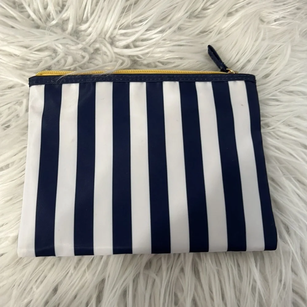 Saks Fifth Avenue blue and white striped makeup bag